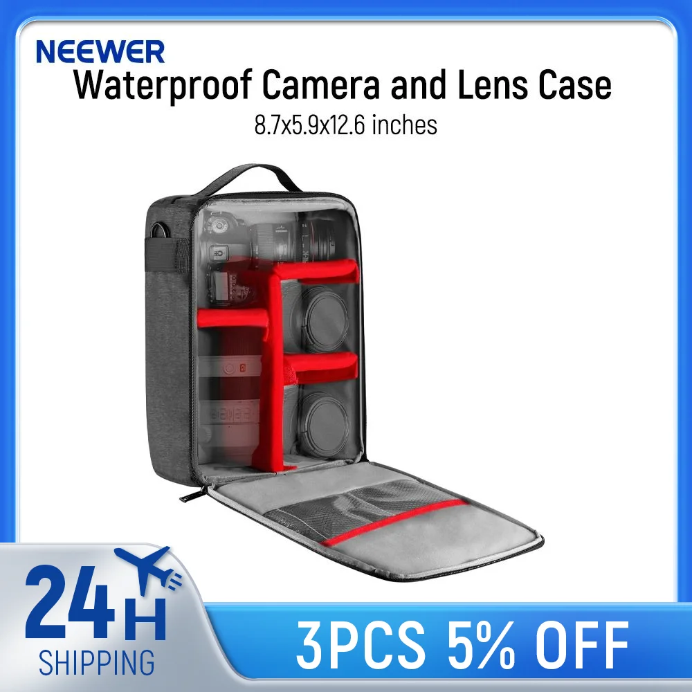 Neewer NW140S wasserdichte Kamera- und Objektivaufbewahrungs-Tragetasche 8,7 x 5,9 x 12,6 Zoll weich gepolsterte Tasche für Canon Nikon Sony DSLR Image