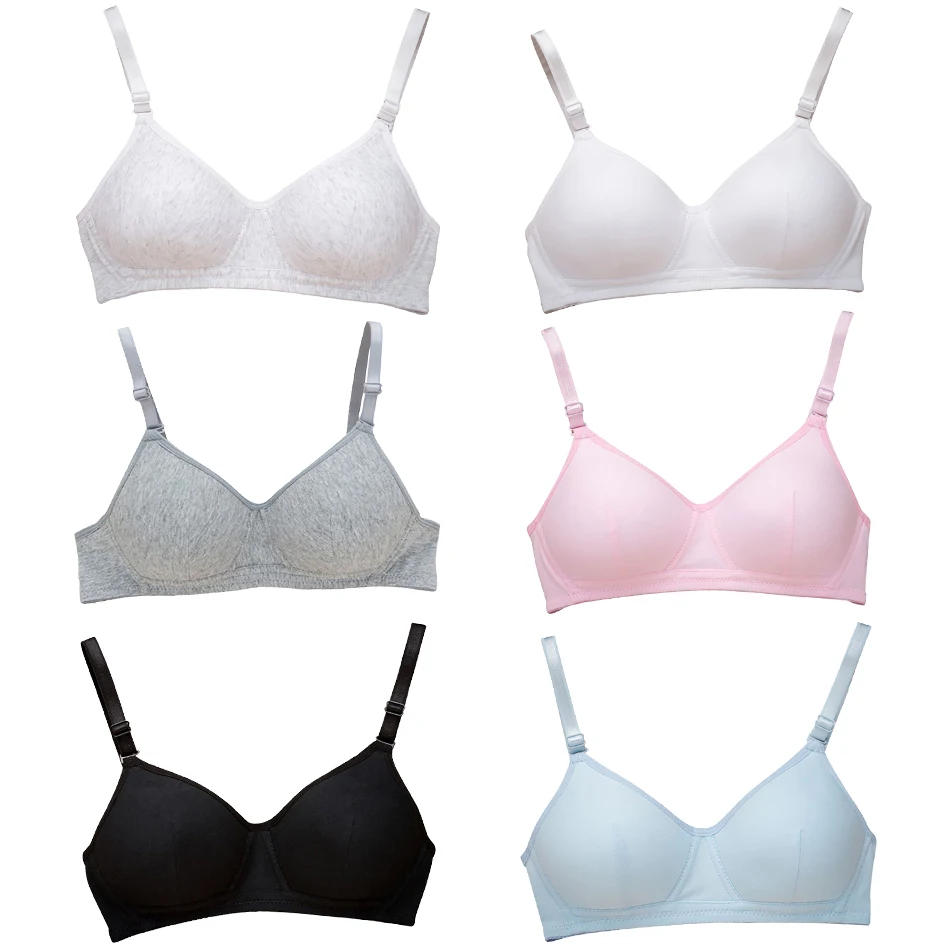 Entwicklungsunterwäsche für Mädchen, kabellos, abnehmbarer Schultergurt, Teenager-BH, weicher und bequemer einfarbiger Bralette-Trainings-BH Image