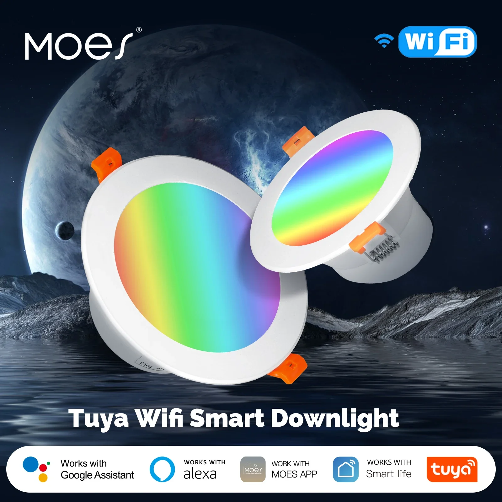 MOES WiFi Smart LED Downlight Dimming Round Spot Light 9/12W RGB Color Changing Warm Cool light Alexa Google Home Vocie Image