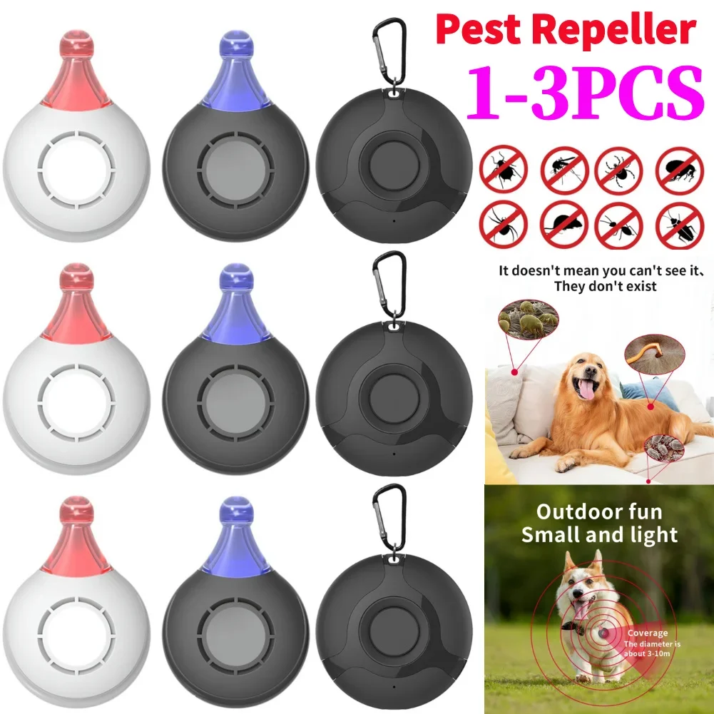 1-3Pcs USB Aufladbare Ultraschall Pest Reject Floh Zecken Läuse Repeller Halsbänder Bergsteigen Schnalle Tragbare Für Katze hund Haustier Image