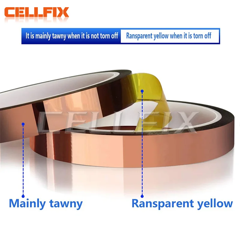 33m Kapton Tape Gold Hoch temperatur hitze beständiges Klebeband Polyimid 10-50mm Breite keine Rückstände zum Löten und Maskieren Image
