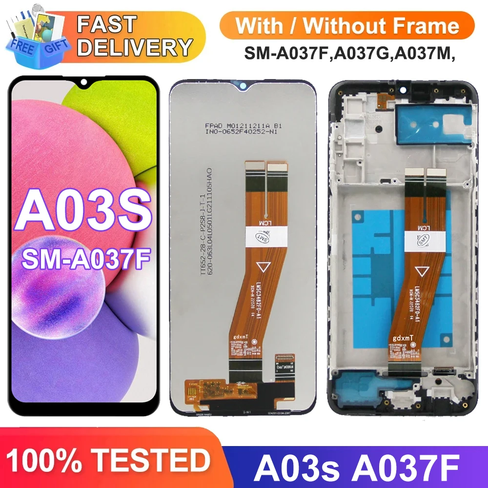 A03S Display-Baugruppe für Samsung Galaxy A03s A037 A037F A037F/DS LCD-Display, digitaler Touchscreen mit Rahmen-Ersatz Image