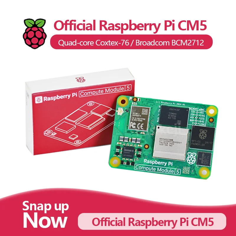 Original Raspberry Pi CM5 RAM 4GB WIFI EMMC CM 5104032 Broadcom BCM2712 Dual 4K Output+HDR 800MHz VideoCore Quad-Core Coxtex-76 Image