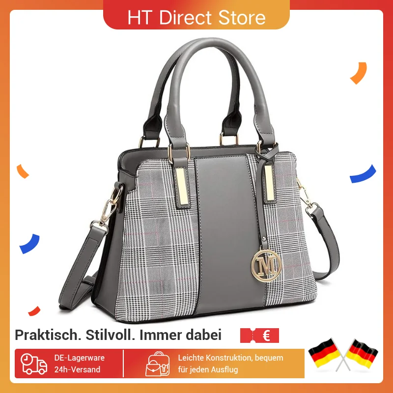 Miss Lulu Handtasche Damen, Retro Streifen Umhängetasche, Elegante Nähte, Kunstleder Tasche für stilbewusste Frauen