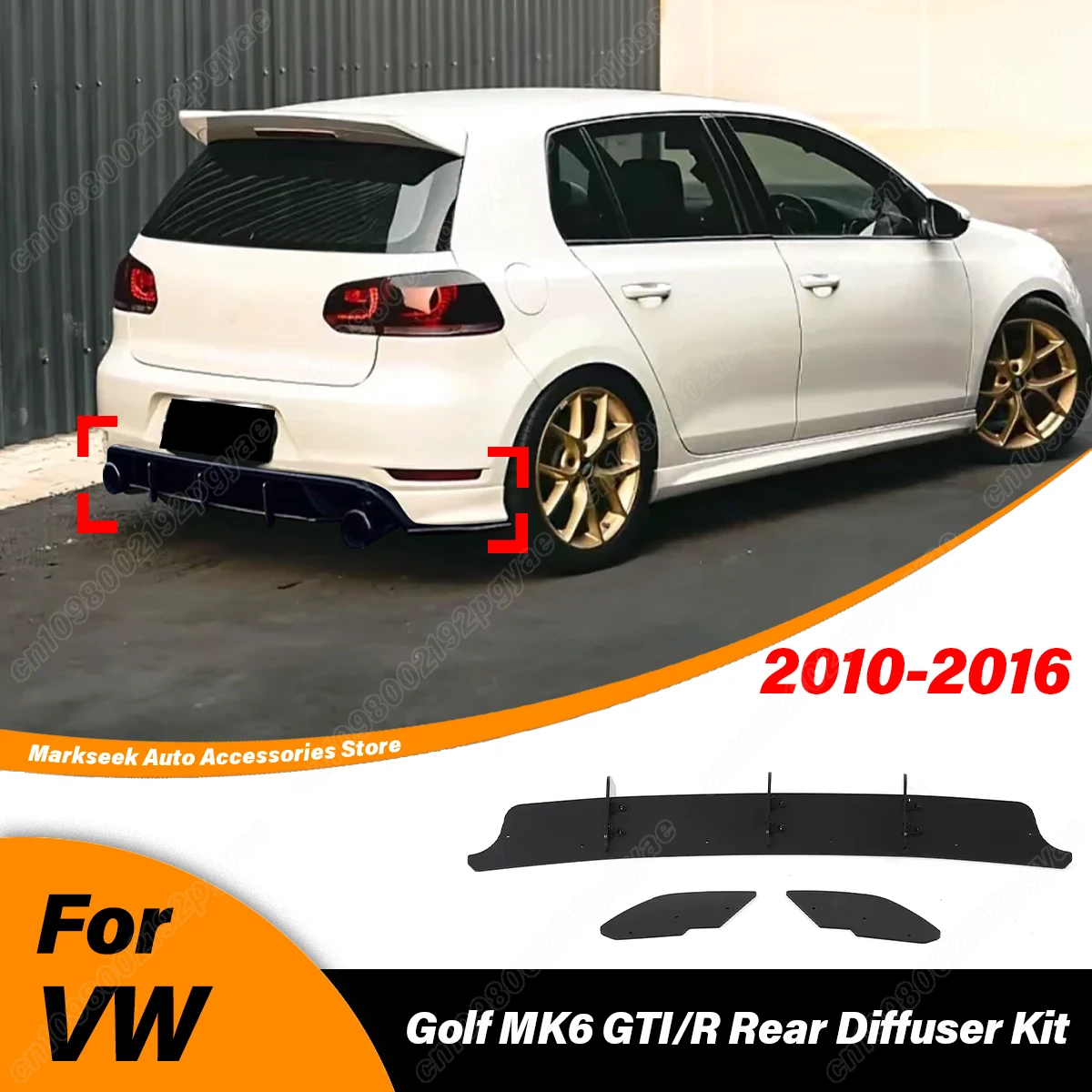 Für Volkswagen Golf MK6 GTI MK6 R 2010 2011 2012 2013 2014 2015 2016 Automobil Hinten Stoßstange Diffusor Seite Splitter spoiler Image