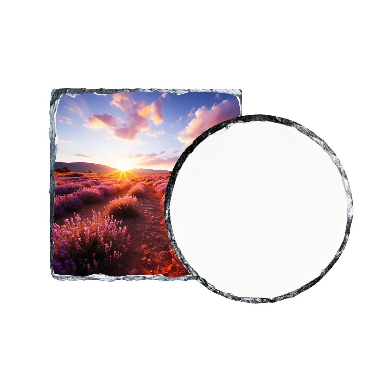 Roud/Square DIY personal isierte Sublimation Natur schiefer Untersetzer in glänzend oder mattschwarz Schiefer Kunst Untersetzer für Getränke bar Image
