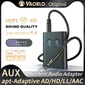 Trasmettitore e ricevitore audio Bluetooth 5.4 aptX 2 in 1, adattatore wireless multipunto HiFi AAC, aptX-adattativo AD/HD/LL, AUX da 3,5 mm, per aereo, TV, PC, auto, cuffie, altoparlante
