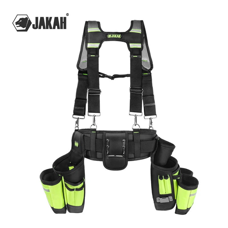 Jakah Ceinture à outils, plate-forme à outils, durable, sac à outils organisateur de ceinture à outils de qualité supérieure avec sangle de taille réglable, support de marteau HL047