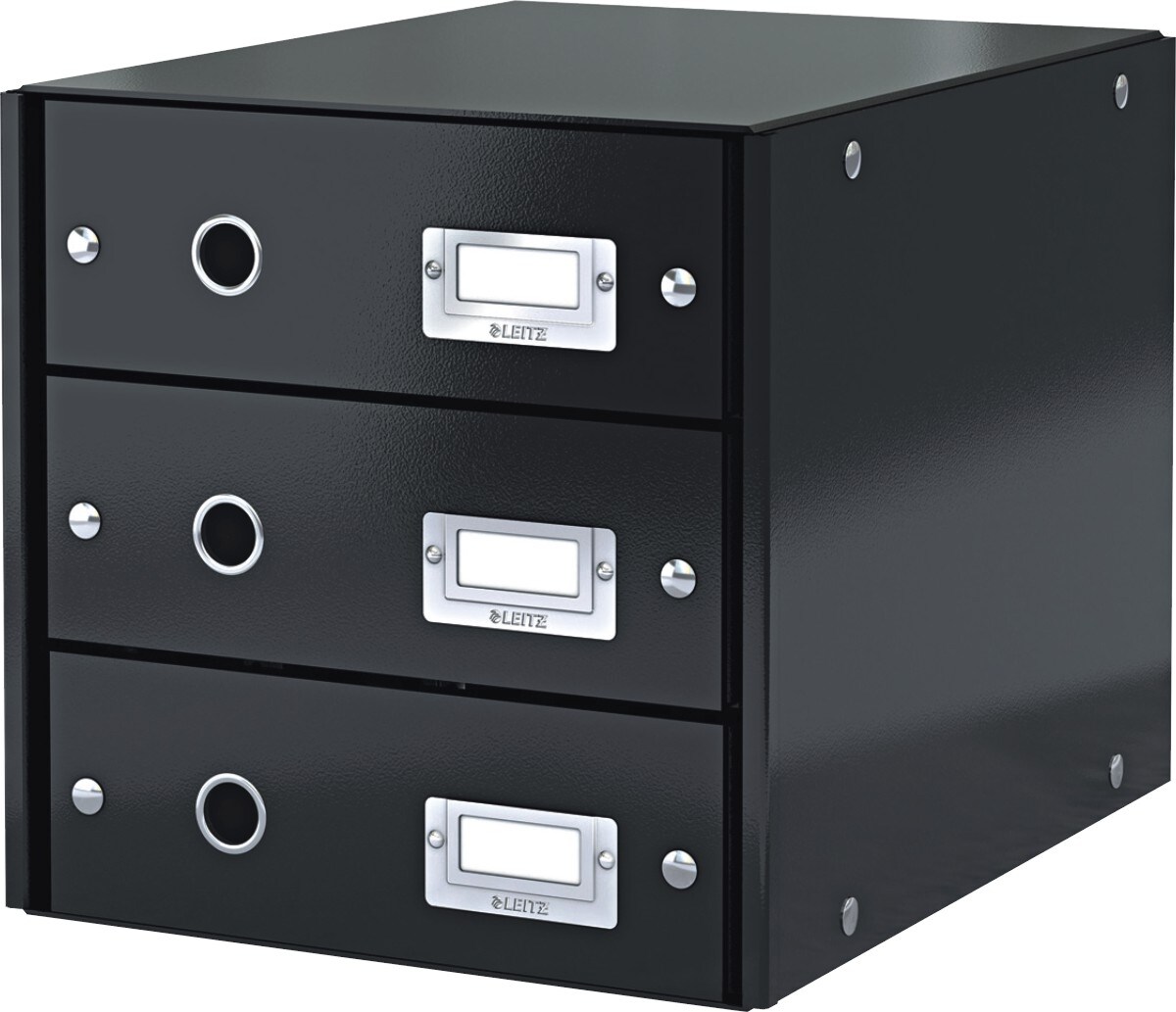 LEITZ Schubladenbox 3 Fächer Karton schwarz Packung mit 3 Stück Image
