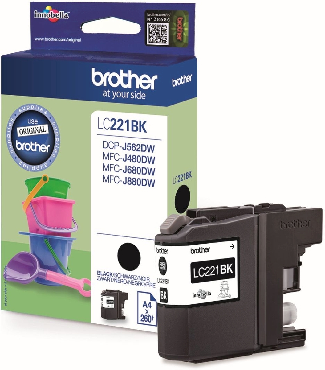 Tintenpatrone Brother LC-221BK schwarz (ca. 260 Seiten) Packung mit 5 Stück Image