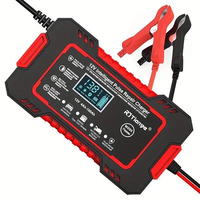 Intelligent 12V Car Battery Charger Maintainer - 6A Pulse Repair LCD Display AGM GEL SLA Wet Cell Temperature Compensation 4-100Ah Range