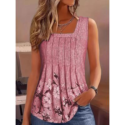 Women's Camisole Tank Top Floral Graphic Vintage Stylish Casual Sleeveless U Neck Regular Tops Daily Print Pink Purple Green Gray Summer