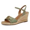 Keilsandalette TAMARIS, Damen, Gr. 39, grün (mintgrün), Textil, Lederimitat, modisch, Schuhe, Sommerschuh, Riemchensandale mit T-Schmuckelement