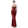 Jerseykleid MODA MINX "Gabrielle Long Dress", Damen, Gr. L, EURO-Größen, rot (weinrot), 100% Polyester, unifarben, elegant, lang, ohne Ausschnitt, ohne Ärmel, Kleider, mit wunderbarem Rückenausschnitt