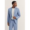 Anzugsakko BUGATTI, Herren, Gr. 52, 320, hellblau, 75% Wolle, 22% Polyester, 3% Elasthan, unifarben, elegant, normal, Langarm Manschette, Sakkos, mit Reverskragen