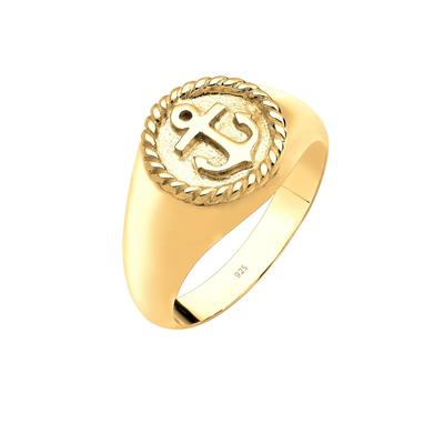 Elli Ring Maritim Anker Siegelring 925 Silber vergoldet 52 Damen Image