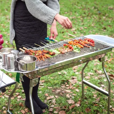Large Barbecue Grill Outdoor Stainless Steel Barbecue Grill bbq Portable Folding Barbecue Grill Household CharCoal Grill Stove