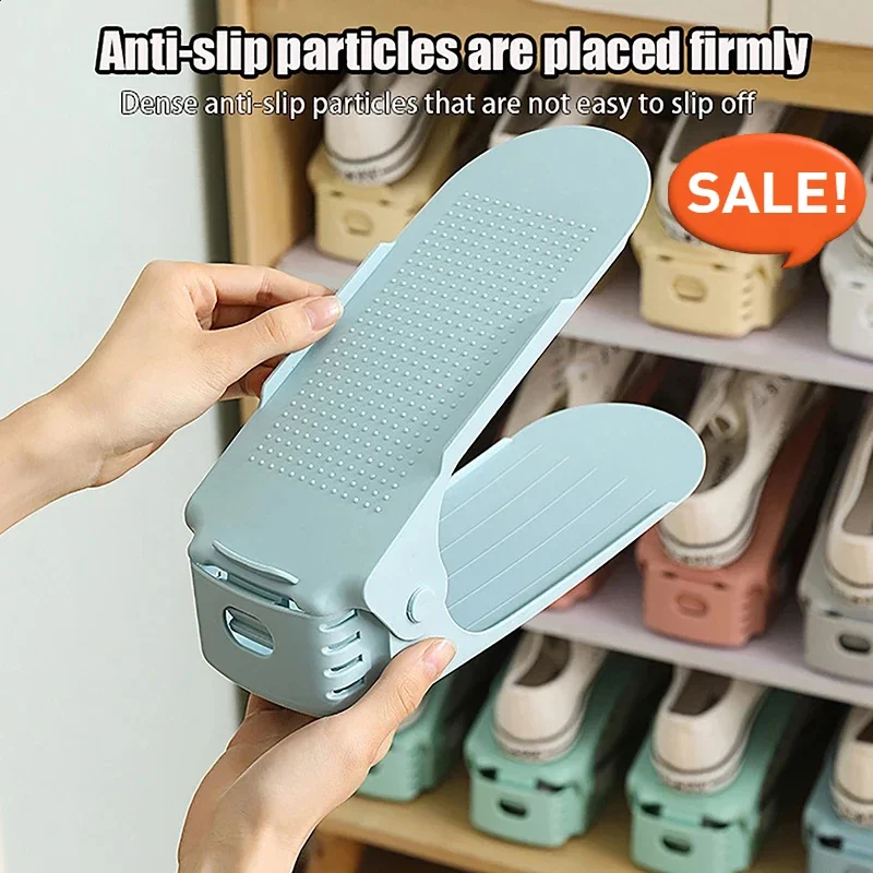 1 stücke Einstellbare Schuh Rack Lagerung Doppel Verdickte Layered Schuh Tablett Haushalt platzsparende Schuh Veranstalter Schuh Schrank Regale