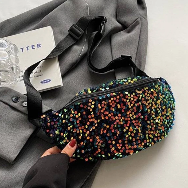 Glitzernde Hip-Hop-Trend-Brusttaschen für Herren und Damen mit einzigartigem Cross-Body-Design für Damen