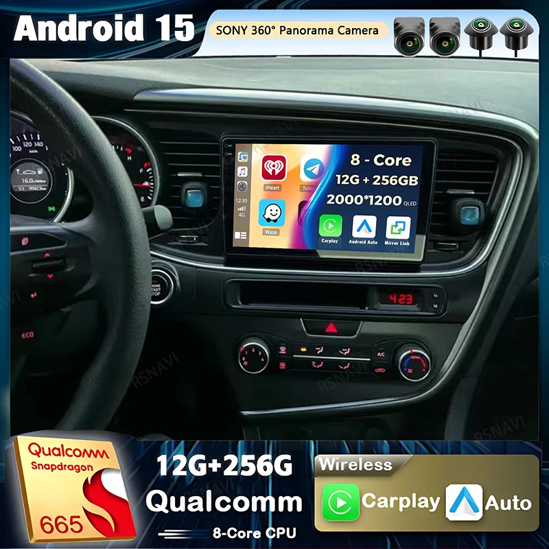 Android 15 Carplay Auto Radio Für KIA K5 Optima 3 TF 2010-2015 Multimedia Video Player Navigation GPS Stereo 2Din DVD Kopf Unir Image
