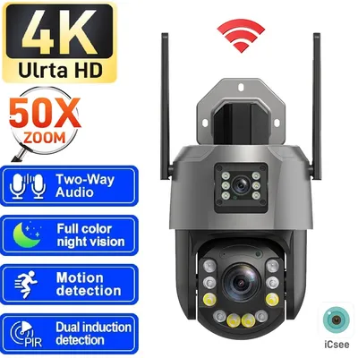 HD Wifi Kamera 20/50X Zoom Outdoor 8M 4K Dual Objektiv Dual Screen AI Auto Tracking farbe Nachtsicht IP Sicherheit PTZ Kamera