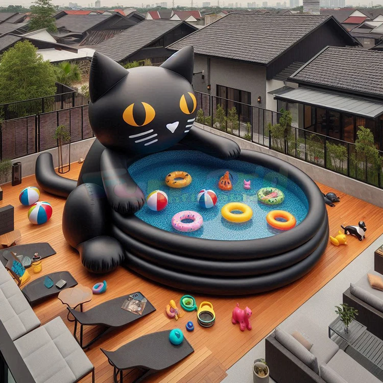 Outdoor-Schwimmbecken, großes, rundes Schwimmbecken für Erwachsene über dem Katzenboden für den Familiengarten im Freien Image