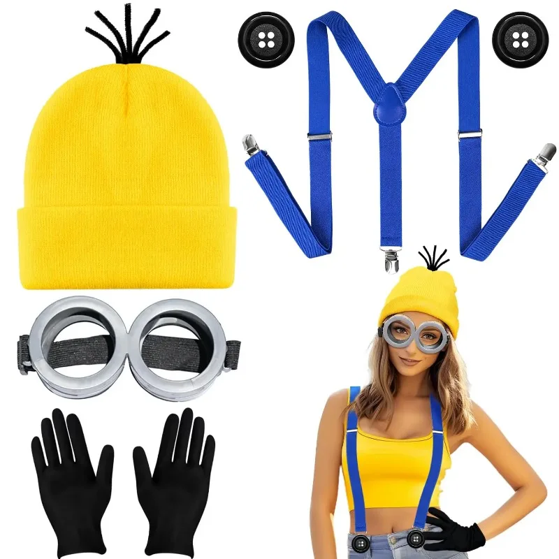 Neuartige Mütze, Minion-Kostüm für Erwachsene, Kostüm, Brille und Hut, Outfit, Cosplay-Zubehör Image