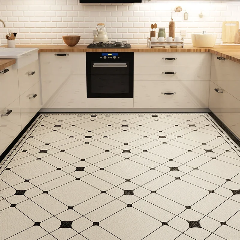 Fashionable Simple Kitchen Floor Mat Waterproof Oil-proof Wipeable PVC Leather Wash-free Carpet Home Balcony Rug Ковер Tapis 러그