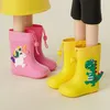 Kinder Mädchen Jungen Regenstiefel Wasserdichte Kleinkind Regenstiefel Kinderschuhe Gummistiefel Kinder Baby Cartoon Dinosaurier Wasserschuhe Stiefel