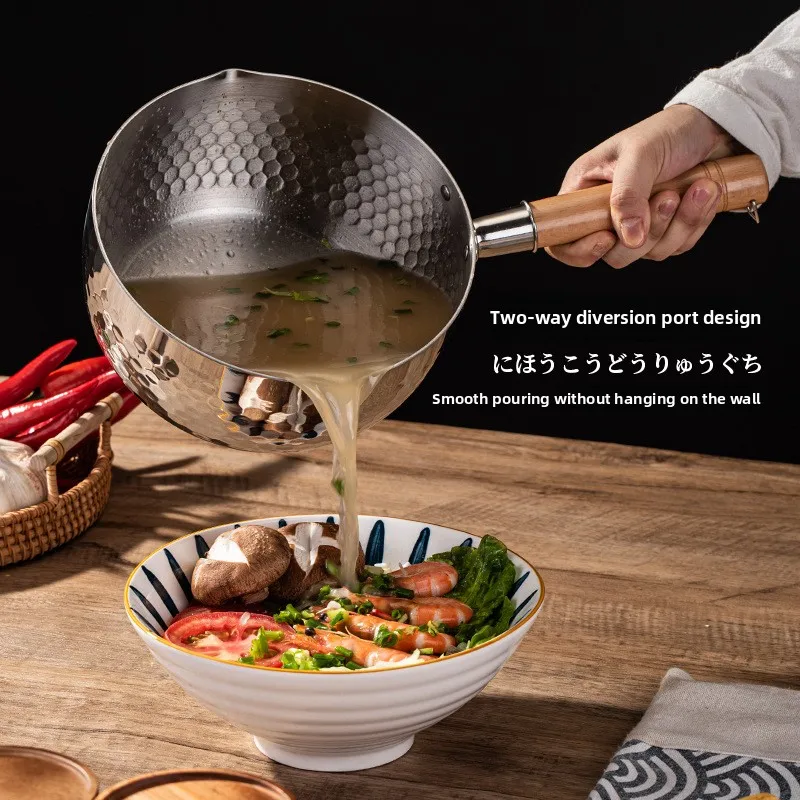 Drei-schicht Stahl Edelstahl Schnee Pfanne Instant Nudel Topf Haushalt Schlafsaal Kleine Suppe Milch Topf Dampfer Kochtopf