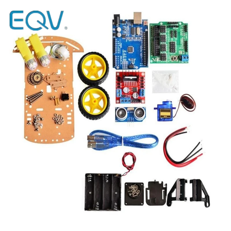 Neue Vermeidung tracking Motor Smart Roboter Auto Chassis Kit Geschwindigkeit Encoder Batterie Box 2WD Ultraschall modul Für Arduino kit Image