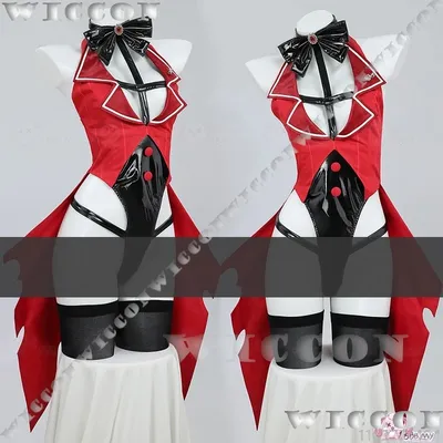 Alastor Female Anime Hasbin Radio Demon Cosplay Costume Hotel Sexy Jumpsuit Red Uniform Women Girl Image