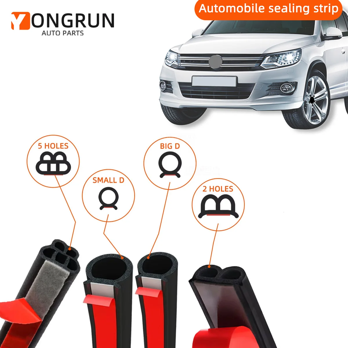 Dichtungsstreifen, dekorativer Streifen, Türkant, Gummi-Türschutzstreifen, schalldichter Dichtungsstreifen, D-Loch, 2 Löcher, 5-Loch-Modell Image