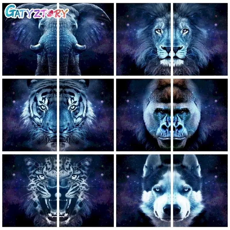 GATYZTORY Modernes Malen nach Zahlen auf Leinwand Gemälde auf Zahlen Tiere Zahlen Gemälde Fantasy Home Decor für Erwachsene Image