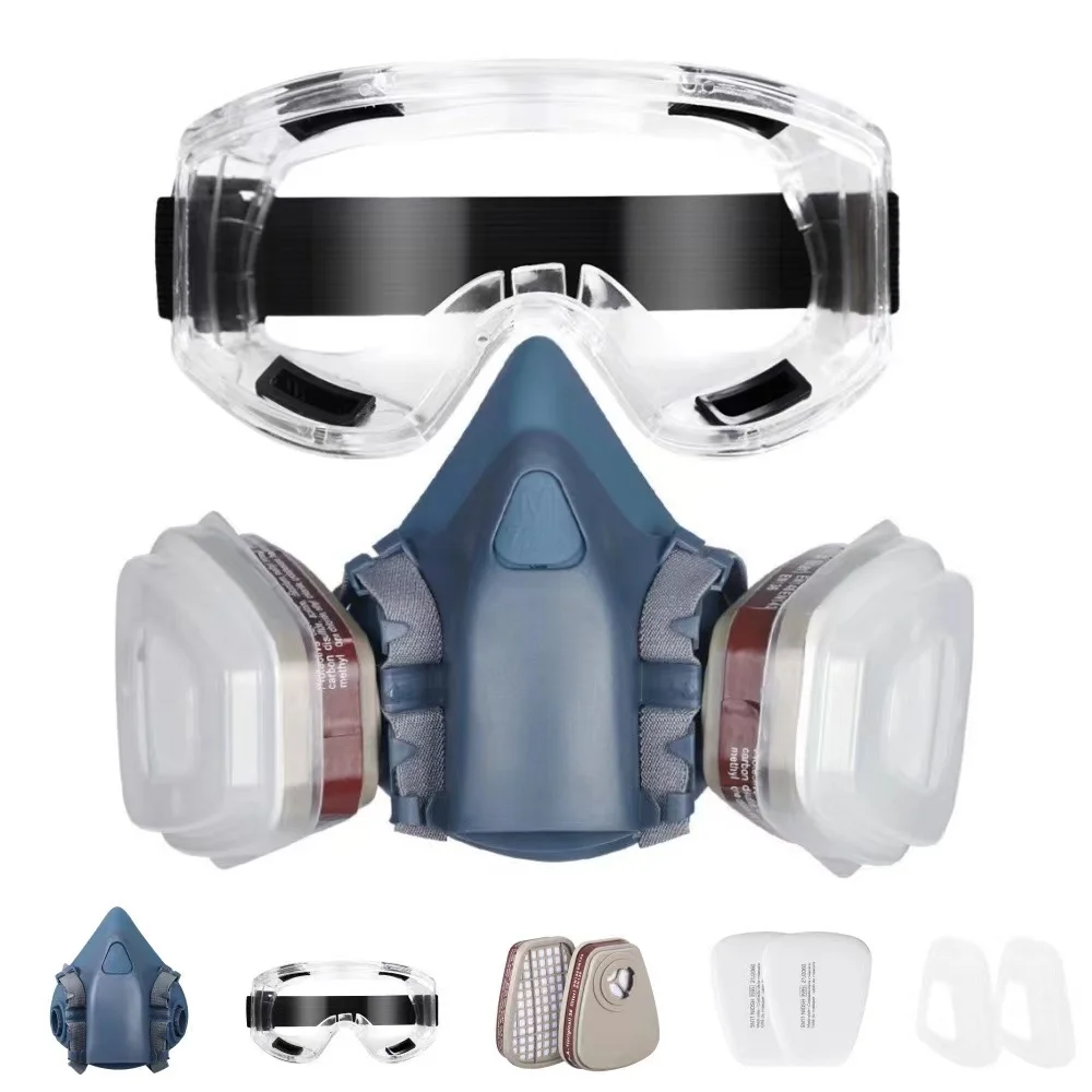 Neue 7-in-1/16-in-1-Gasmaske 7502 Staubmaske Halbgesichts-Atemschutzmaske Sprühfarbe Bio-Dampf Chemischer Gasfilter Arbeitssicherheit ﻿ Image