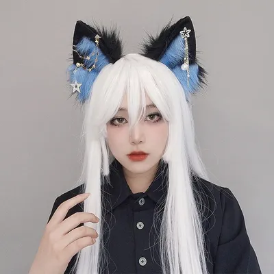 Gothic Lolita Wolf Ohren Sterne Stirnband Cosplay Zubehör Plüsch Haarband Maskerade-Party Kostüm Halloween Dekoration Geschenke Image