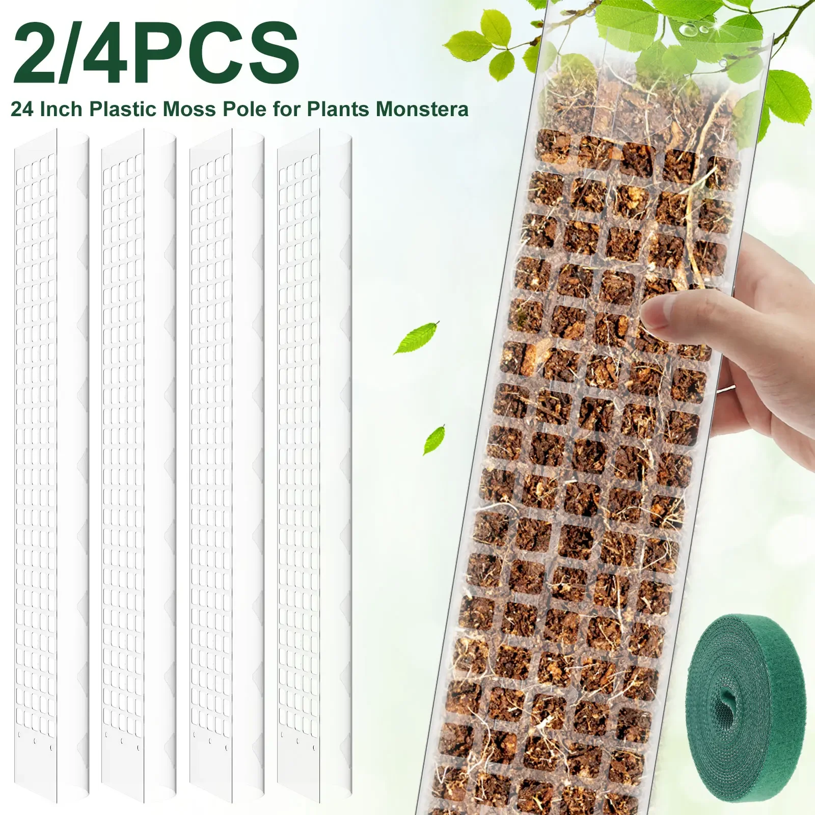 24 Inch Moss Poles for Plants Monstera Reusable Semi-cylindrical Sphagnum Moss Poles Hollow Self Watering Plant Support Stick Image