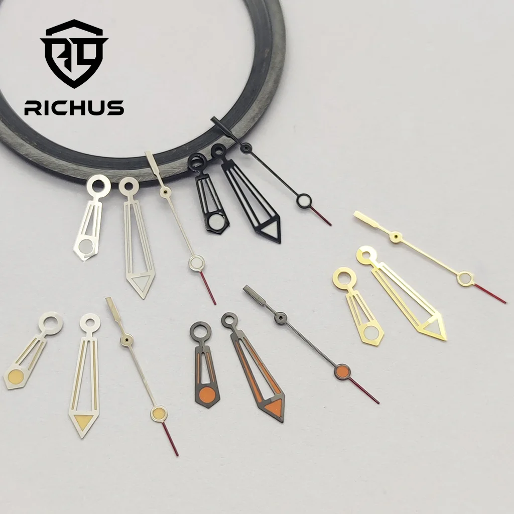 RICHUS NH35-Uhrzeiger, silberne Uhrzeiger, grün leuchtend, passend für NH34 NH35 NH36 ETA 2824 2836 Miyota 8215-DG-Uhrwerk Image