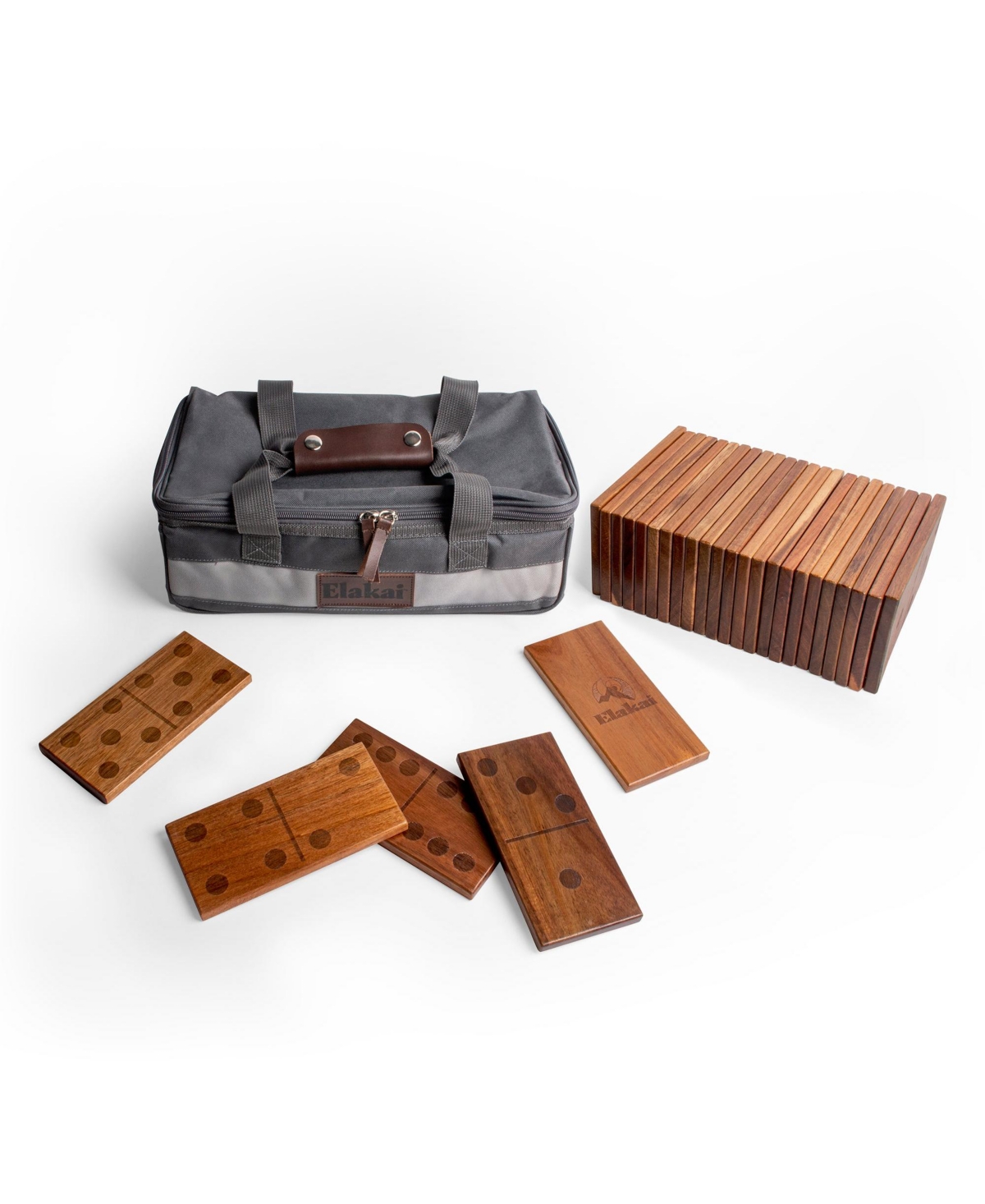 Elakai Acacia Valley Runner Dominoes Set - Acacia Wood
