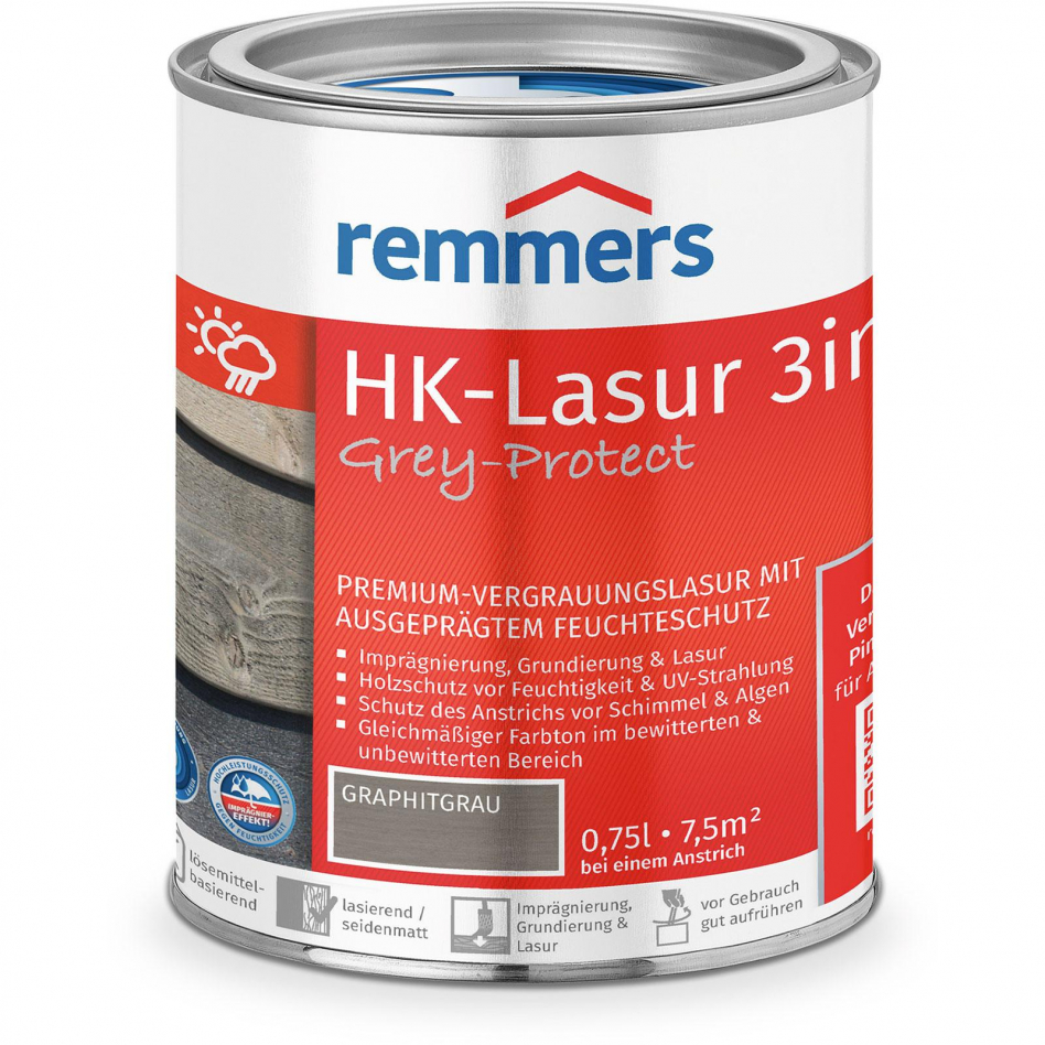 Remmers HK-Lasur 3in1 Grey-Protect graphitgrau FT-25416, 0,75 l Image