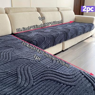 TEMU 2pcs Thick Plush Sofa Covers, Soft Velvet Fabric, Suitable For All , Easy To Clean And Machine Washable, High Gauge Weight, Ideal For Living Room, Office, Bedroom, Outdoor Home Decor Image