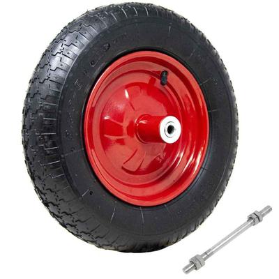 TEMU Wheelbarrow Pneumatic Wheel 35 Cm Rubber 3.50-8 + Long Axle 210 Mm Included Image