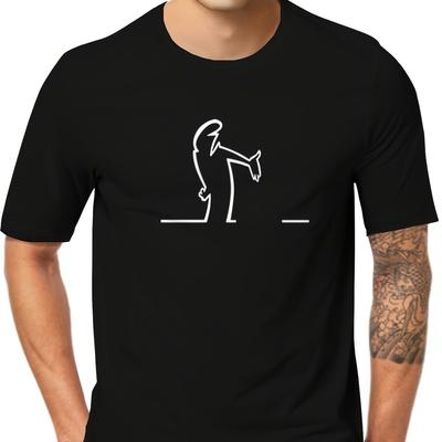 TEMU 1pc Men's Casual Crew Neck T-shirt With Unique Print, 100% Cotton Knit Fabric, Stretch, Regular Fit For Summer - Black Graphic Tee For Adults, Ideal For Casual Wear Or Workouts Image