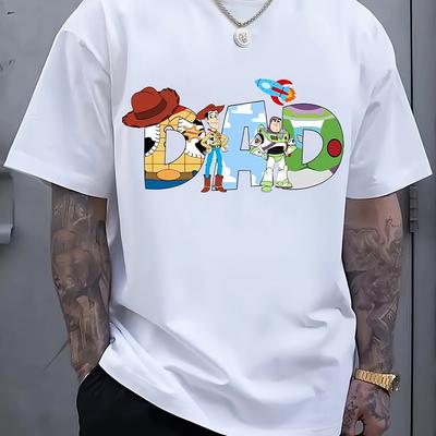 TEMU Toy T-shirt For Men - Casual Black Summer Tee With & , Breathable Round Neck, Comfortable Short Sleeves, Trendy Cartoon- For Adults, Licensed Character Shirt Image