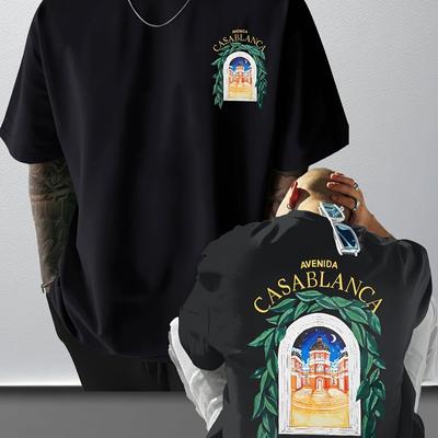 "TEMU Men's Casual Crew Neck T-shirt With "" Print, Knit Fabric, Short Sleeve, Regular Fit, Summer Sportswear, Sporty Tshirt | Relaxed Fit Shirt | Knit Construction, Shirts For Summer" Image