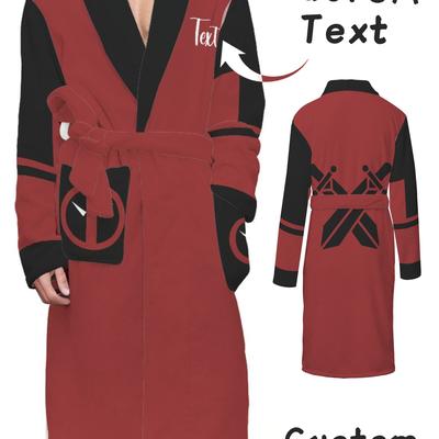 TEMU Customized Flannel Nightgown, Bathrobe, Pajama Set, Couple's Pajamas, Long-sleeved Nightgown With Pockets For Autumn And Winter, One-piece Custom Gift Image
