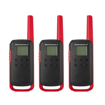 Motorola Talkabout 2-Way Radios, T210Tp, Black/red, Set Of 3 Radios