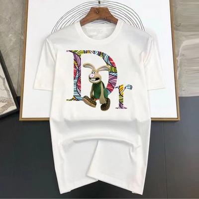 TEMU Trendy Luxury Men's Rabbit Graphic Print Short Sleeve-shirt- Loose Fit Casual Round Neck Tee With Vibrant Colors, Washable, Versatile Top, Design Shirt, Rabbit Clothes Image