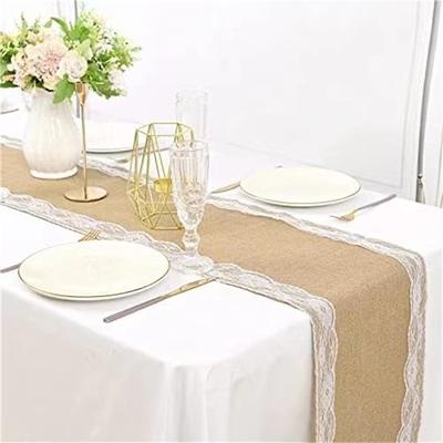 TEMU Burlap Table Runner Vintage Lace Natural Jute Table Runner Image