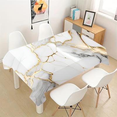 TEMU Washable Marble Pattern Tablecloth, Polyester, Square For Home, Kitchen, Dining, Picnic Party Decor Image